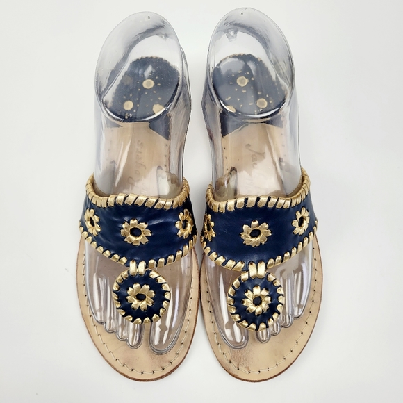 Jack Rogers Navy Gold Hamptons Sandals Size 6 - Picture 3 of 13